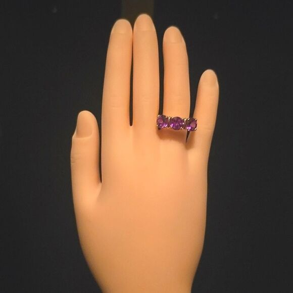 Amethyst Gold Plated Sterling Silver Ring! Stamped 925 China. Size 8. - Picture 8 of 8